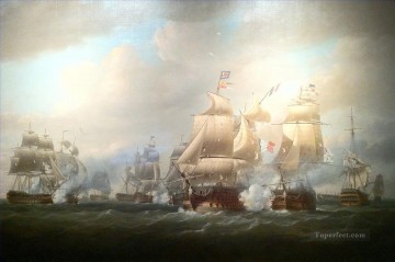 海戦 Painting - サンドミンゴ沖でのダックワースの行動 1806 年 2 月 6 日 ニコラス・ポーコック海戦
